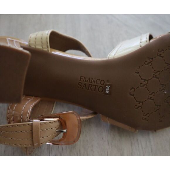 Franco Sarto 19613250 Women Sz 9.5M Beige Classe Ankle Strap Patent Leather Pump - Picture 11 of 11